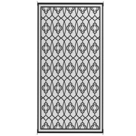 Reversible Outdoor Rug, Waterproof Plastic Straw With Carry Bag, 9 X 18, Black & White Lantern (Option: Black)